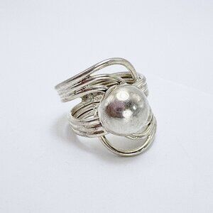 Interlocking Wrap Design Band VTG Solid Sterling Silver 925 Ring Size 7.75